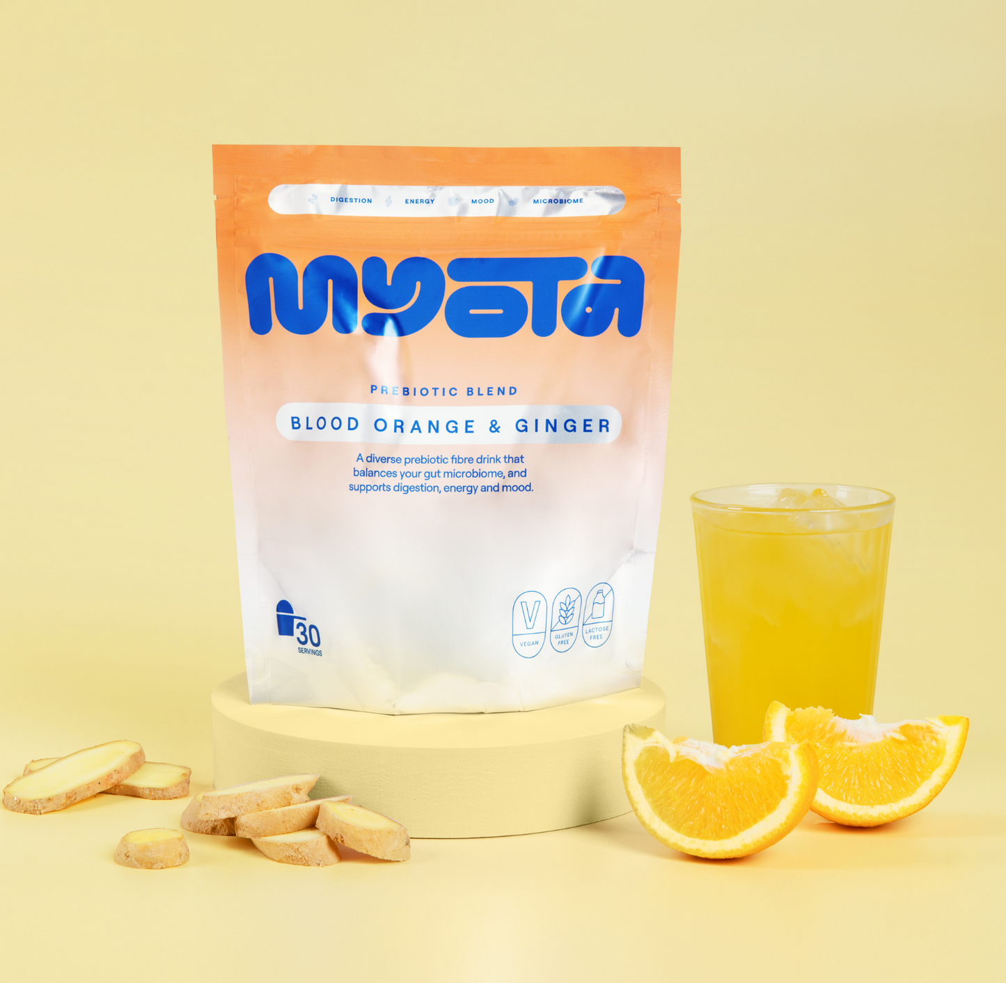 myota flavoured prebiotic drink - blood orange and ginger