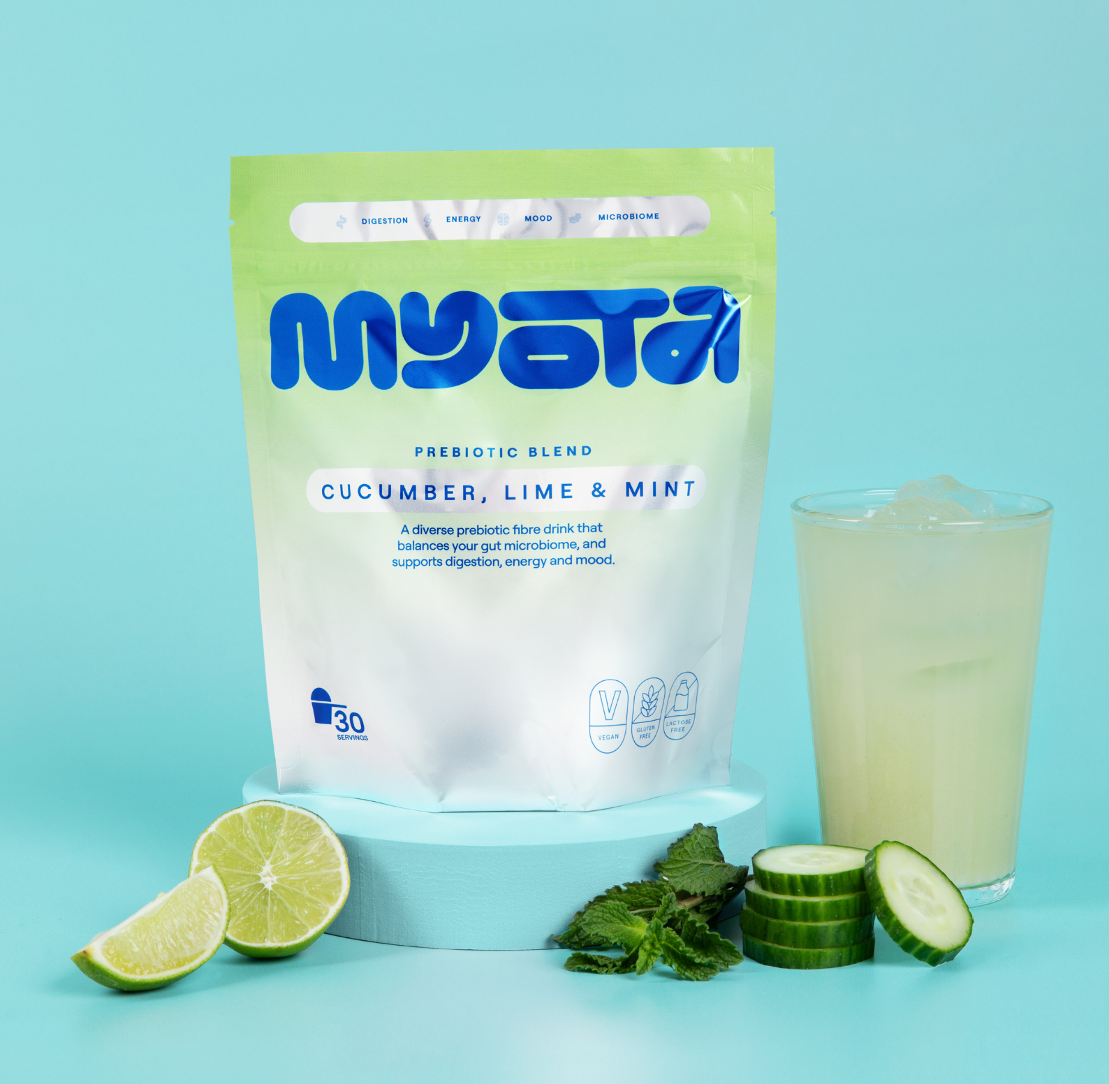 myota flavoured prebiotic drink - cucumber, lime and mint