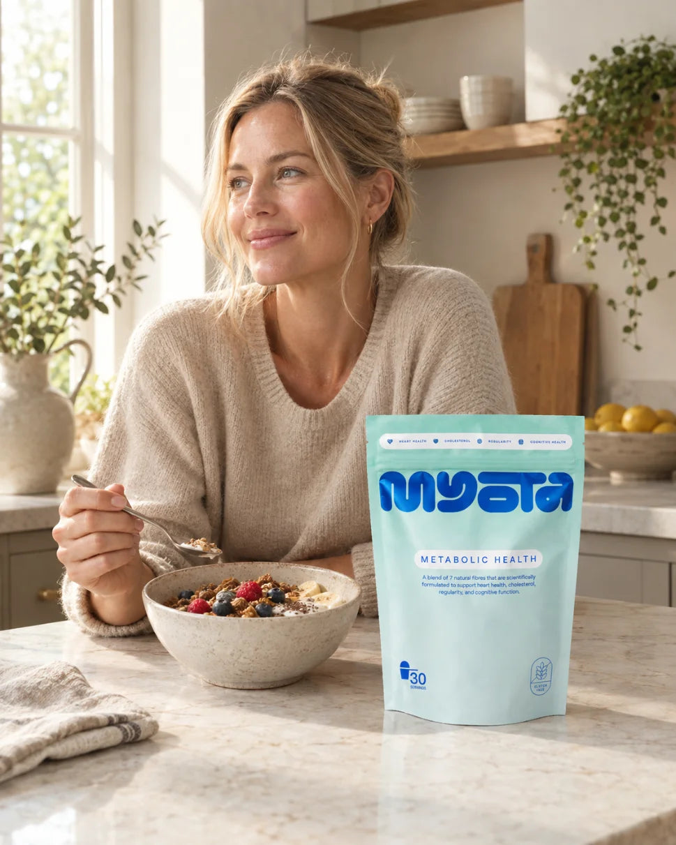 A scoop of myota being stirred into a drink